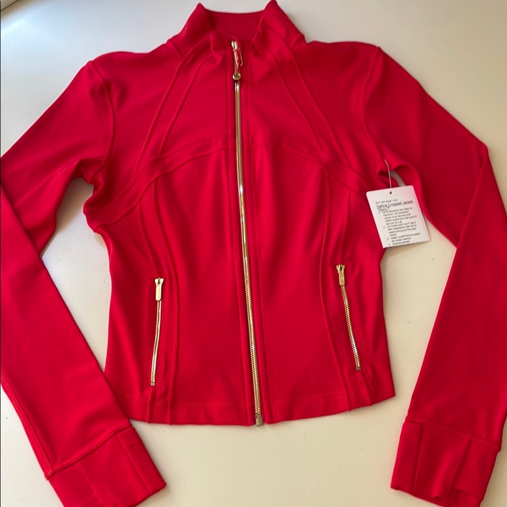 Lululemon Oxford Red Cropped Define Jacket with Gold Zipper